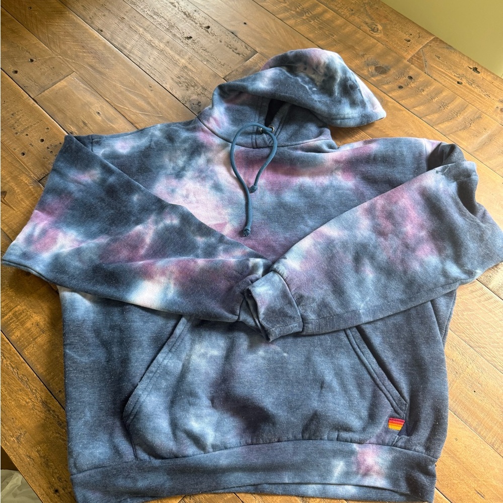 Women’s Aviator Nation blue and purple Tie-Dye Hoodie size small